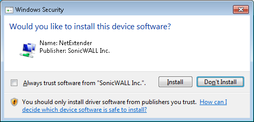 sonicwall netextender server is not reachable